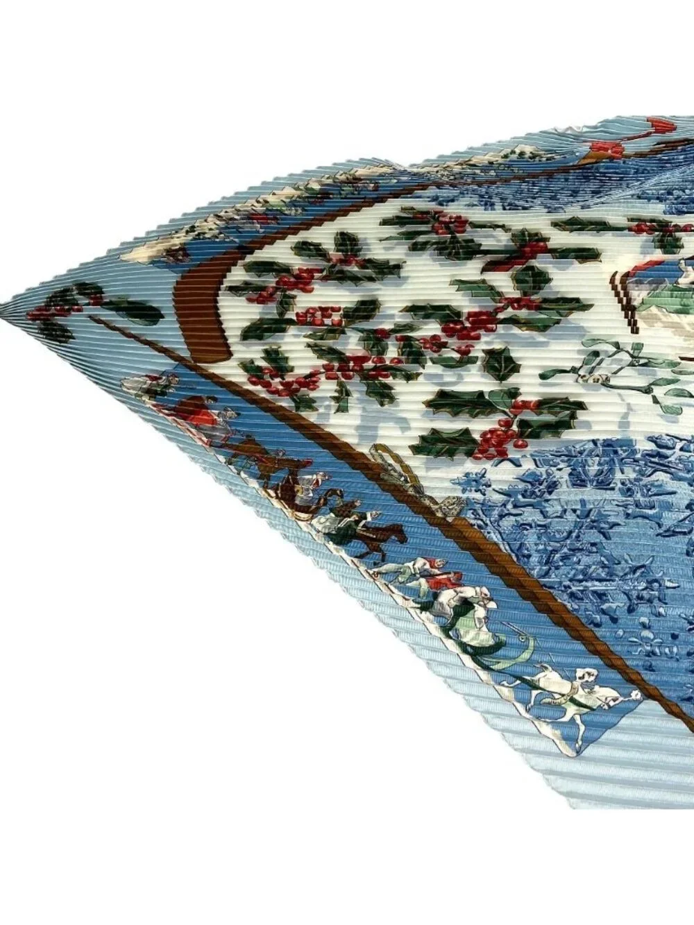Hermes Pleated Carre 90 Neige D'antan Last Year's Snow Scarf Blue